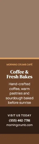 Café & bakery photo top flag template