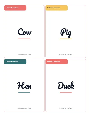Preschool & Kindergarten jumbo vocabulary cards flashcards template