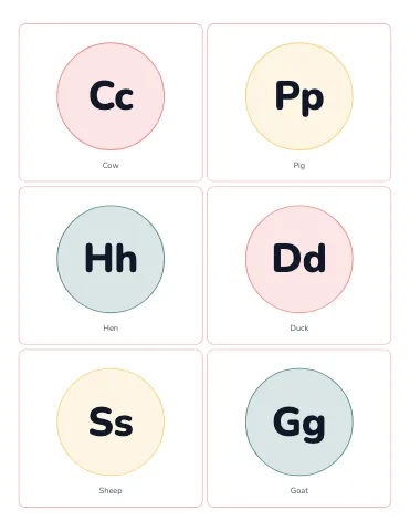 Preschool & Kindergarten letter & picture cards flashcards template