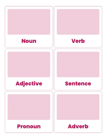 Elementary English picture word cards flashcards template