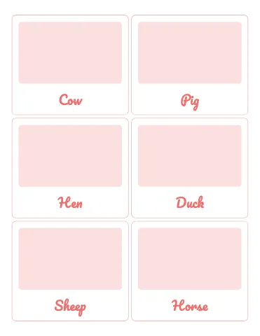 Preschool & Kindergarten picture word cards flashcards template