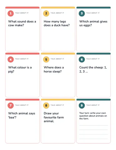 Preschool & Kindergarten discussion cards flashcards template