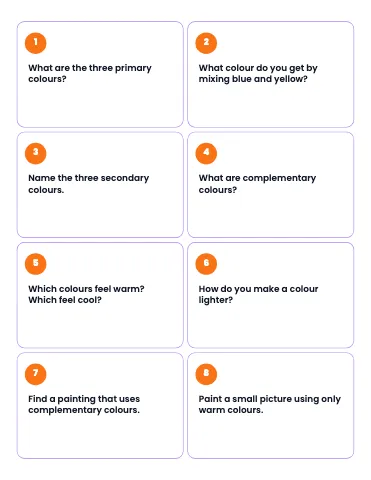Art & music class question cards flashcards template