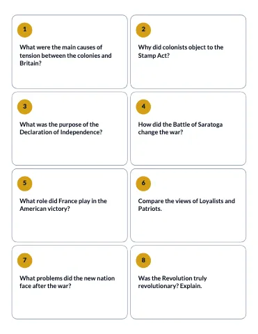 High school question cards flashcards template