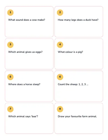 Preschool & Kindergarten question cards flashcards template