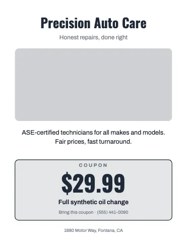 Auto repair coupon flyer template