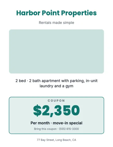 Property management coupon flyer template