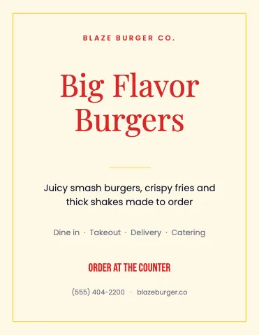 Burger joint elegant flyer template