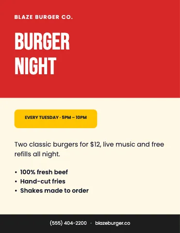 Burger joint event flyer template