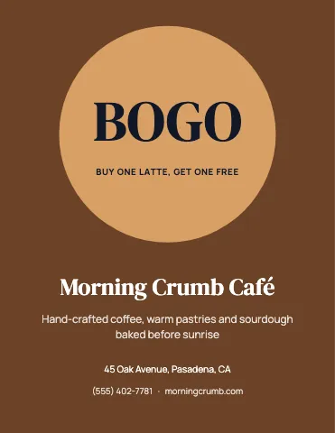 Café & bakery big offer flyer template