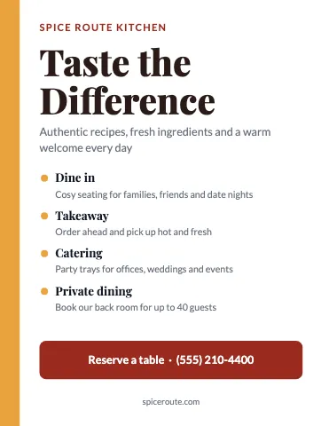 Indian restaurant services flyer template