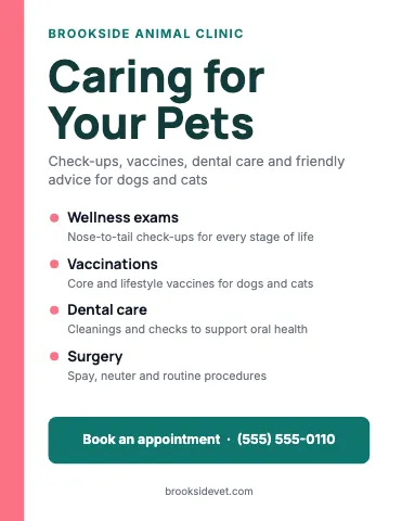 Veterinary clinic services flyer template
