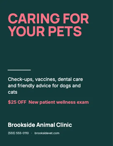 Veterinary clinic big type flyer template