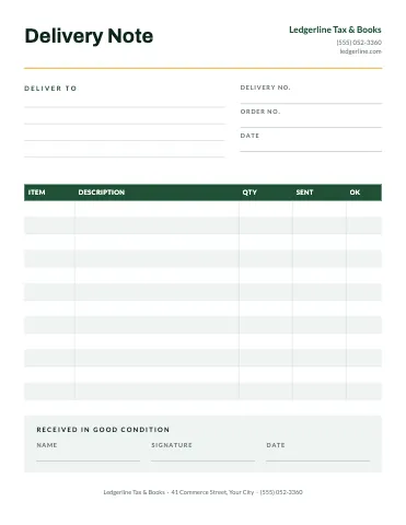 Accounting & tax delivery note business form template