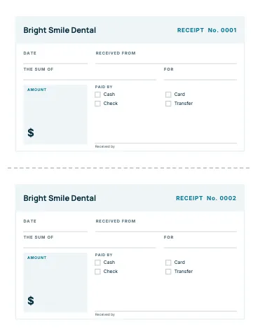 Medical & dental receipt book business form template