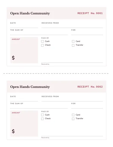 Nonprofit & charity receipt book business form template