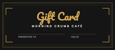 Café & bakery black & gold gift certificate template