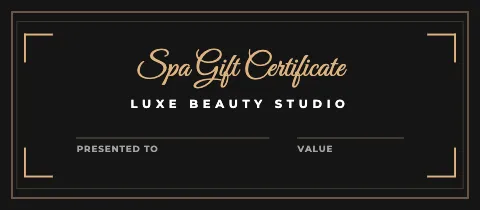 Salon & spa black & gold gift certificate template