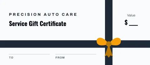 Auto repair wrapped ribbon gift certificate template