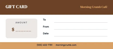 Café & bakery banded gift certificate template