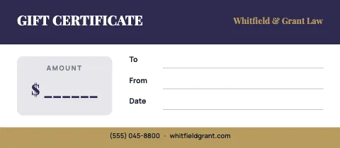 Law firm banded gift certificate template