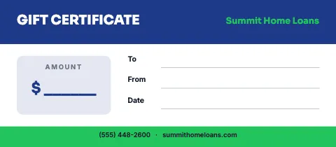 Mortgage & lending banded gift certificate template