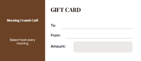 Café & bakery classic gift certificate template