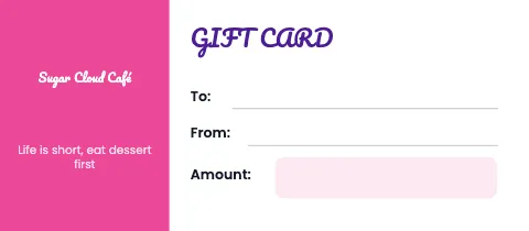 Desserts & boba classic gift certificate template