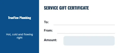 Plumbing & HVAC classic gift certificate template