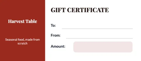 Restaurant classic gift certificate template