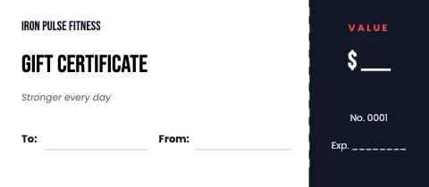 Fitness & gym tear-off gift certificate template