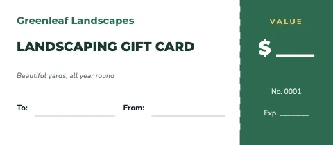 Landscaping tear-off gift certificate template