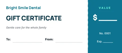 Medical & dental tear-off gift certificate template
