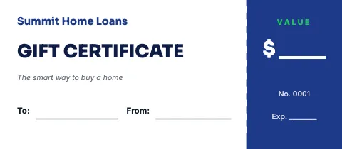 Mortgage & lending tear-off gift certificate template