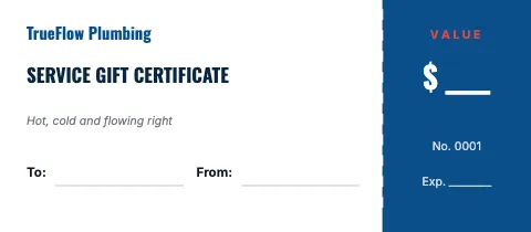 Plumbing & HVAC tear-off gift certificate template