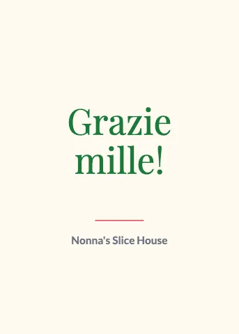 Pizzeria thank you greeting card template
