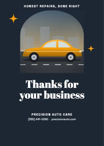 Auto repair arch window · retro greeting card template