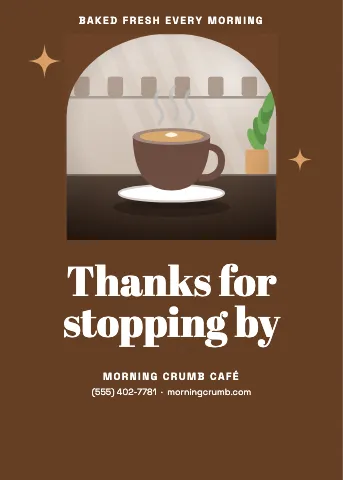 Café & bakery arch window · retro greeting card template