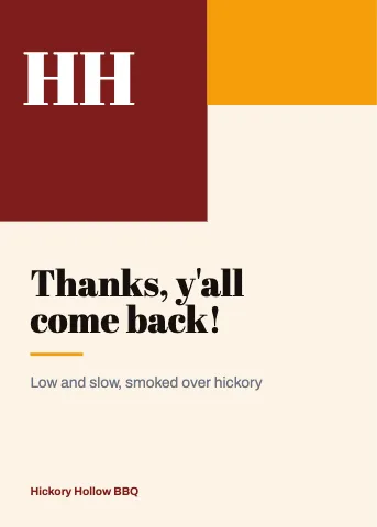 BBQ smokehouse colour corner greeting card template