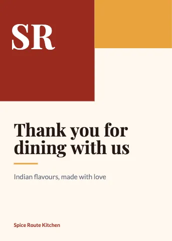 Indian restaurant colour corner greeting card template