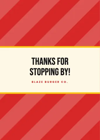 Burger joint ribbon stripes greeting card template