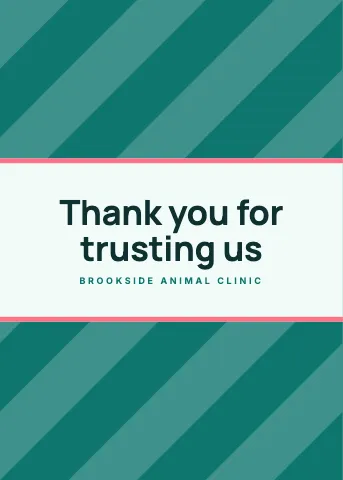 Veterinary clinic ribbon stripes greeting card template
