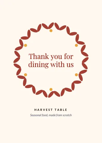 Restaurant wreath greeting card template