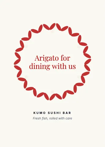 Sushi bar wreath greeting card template