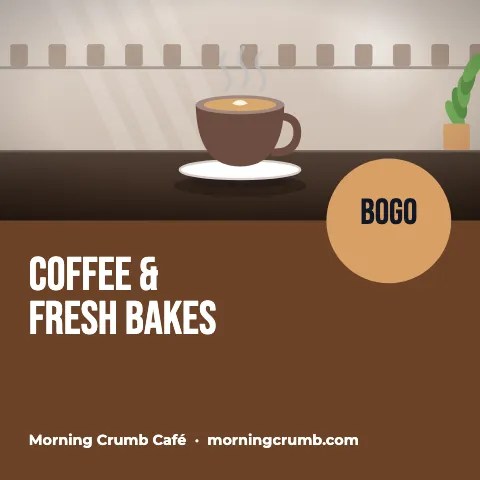 Café & bakery colour block split social media post template