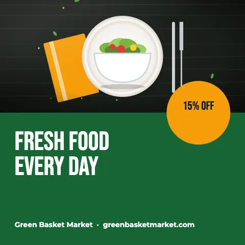 Grocery & market colour block split social media post template