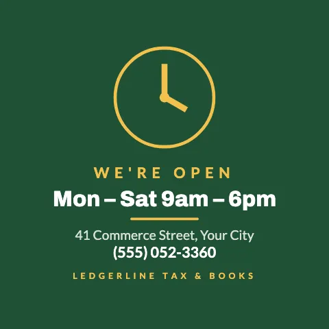 Accounting & tax opening hours social media post template