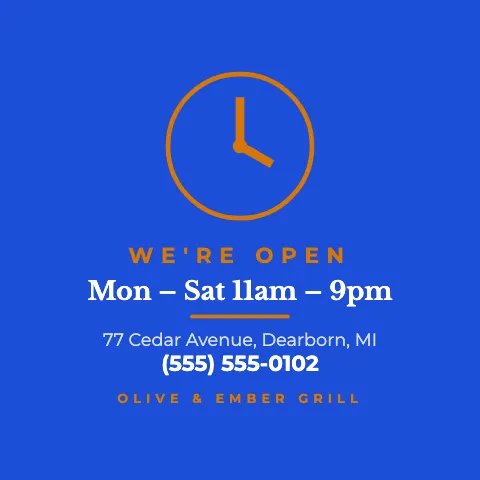 Mediterranean grill opening hours social media post template