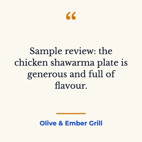 Mediterranean grill testimonial social media post template