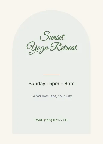Yoga studio arch invitation template